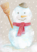 Bonhomme de neige souriant sous la neige